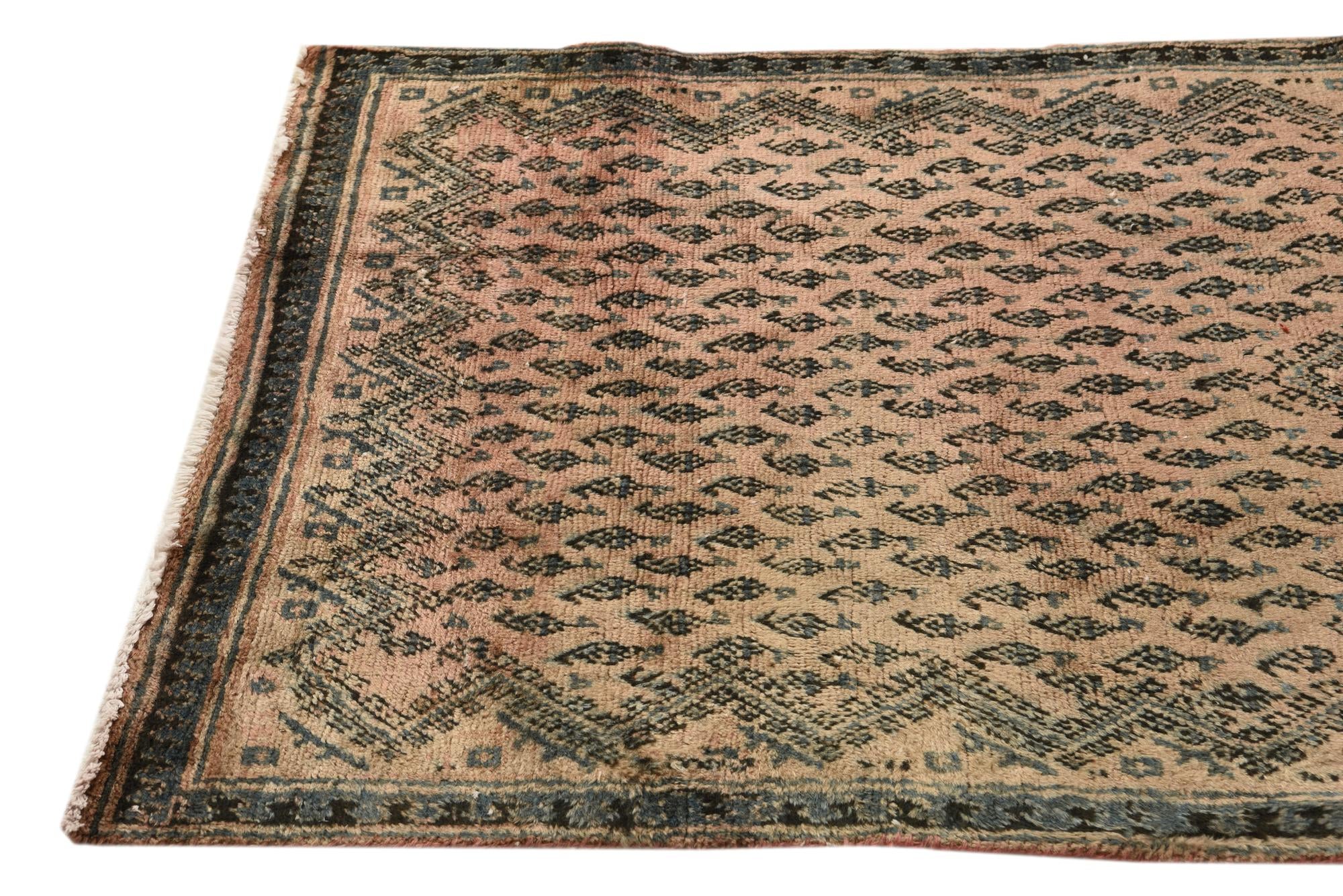 3' 2 x 8' 8 Hand Knotted Ultra Vintage Persian Wool Runner Rug