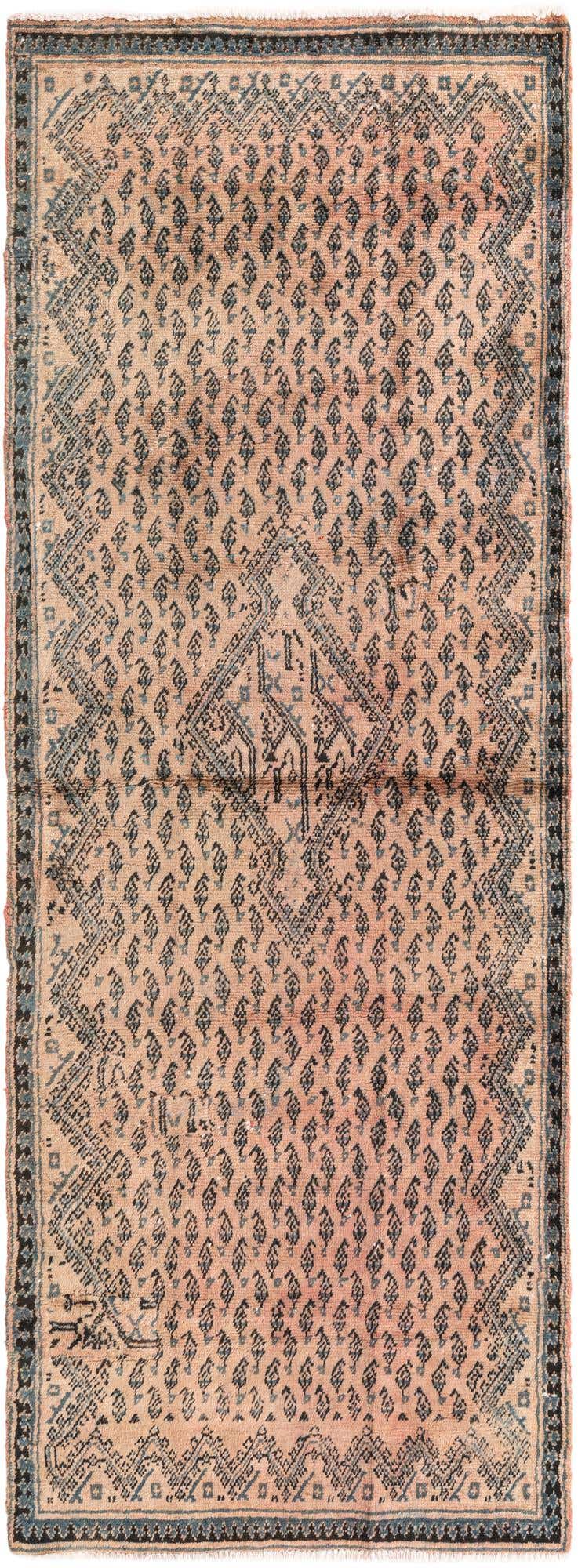 3' 2 x 8' 8 Hand Knotted Ultra Vintage Persian Wool Runner Rug