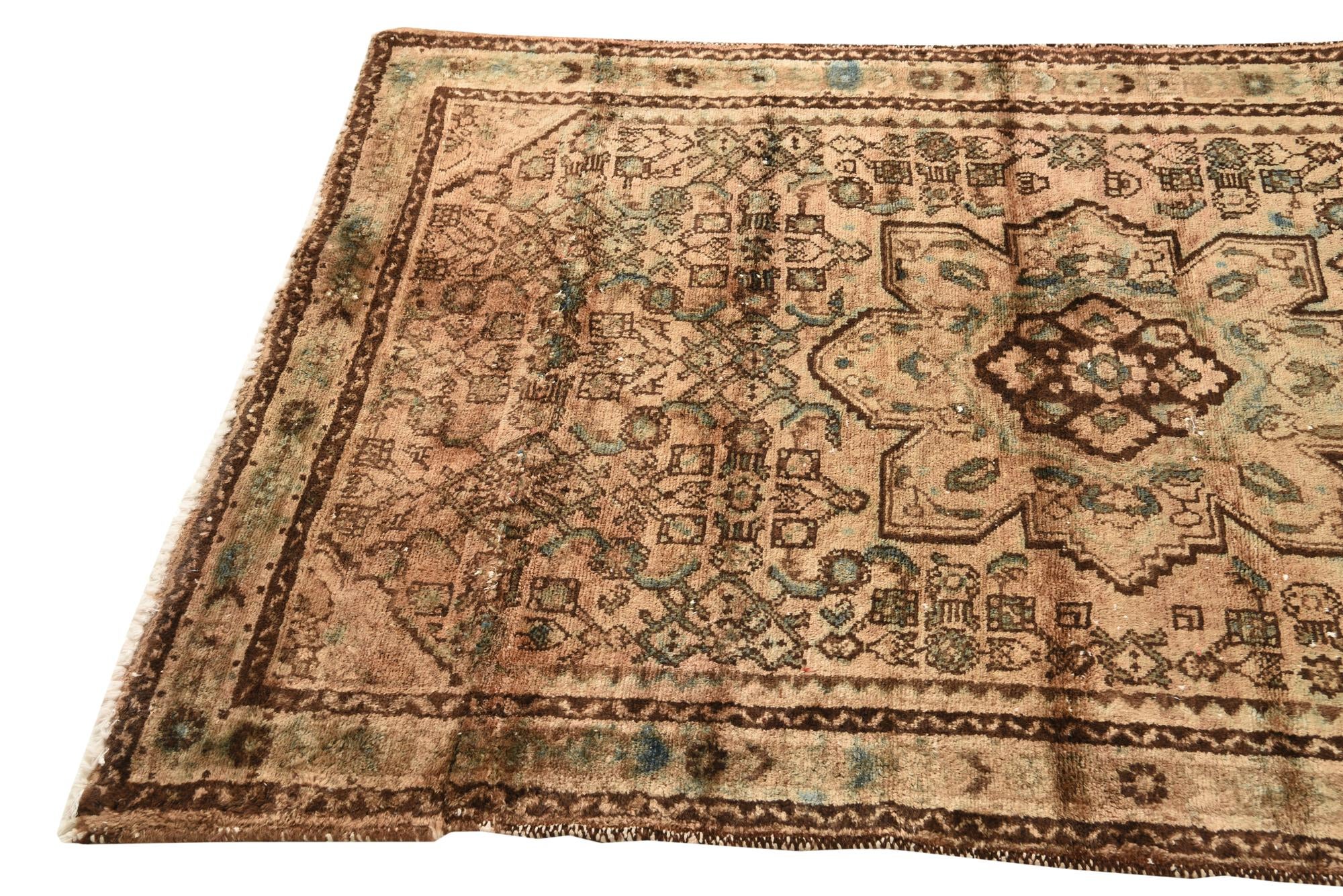 3' 10 x 7' 10 Hand Knotted Ultra Vintage Persian Wool Runner Rug