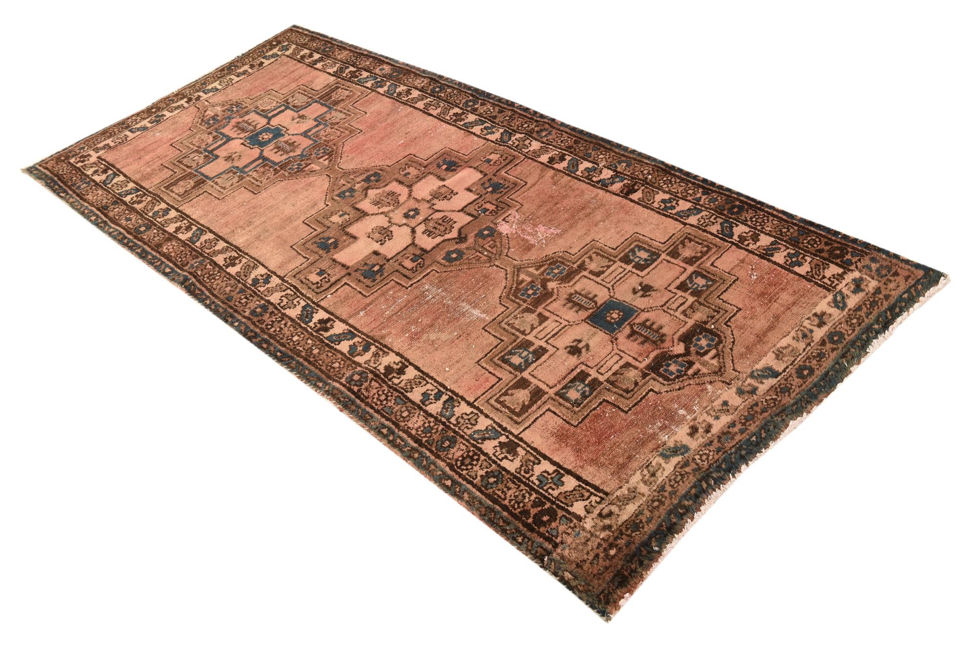 3' 7 x 7' 10 Hand Knotted Ultra Vintage Persian Wool Runner Rug