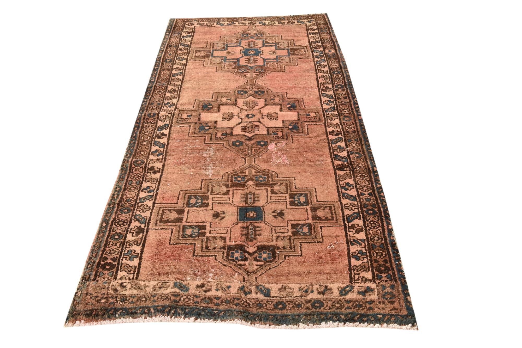 3' 7 x 7' 10 Hand Knotted Ultra Vintage Persian Wool Runner Rug
