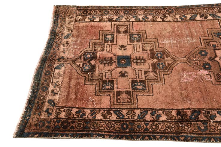 Detail image of 3' 7 x 7' 10 Hand Knotted Ultra Vintage Persian Wool Runner Rug