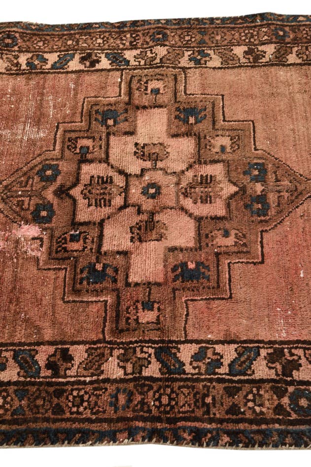 Detail image of 3' 7 x 7' 10 Hand Knotted Ultra Vintage Persian Wool Runner Rug