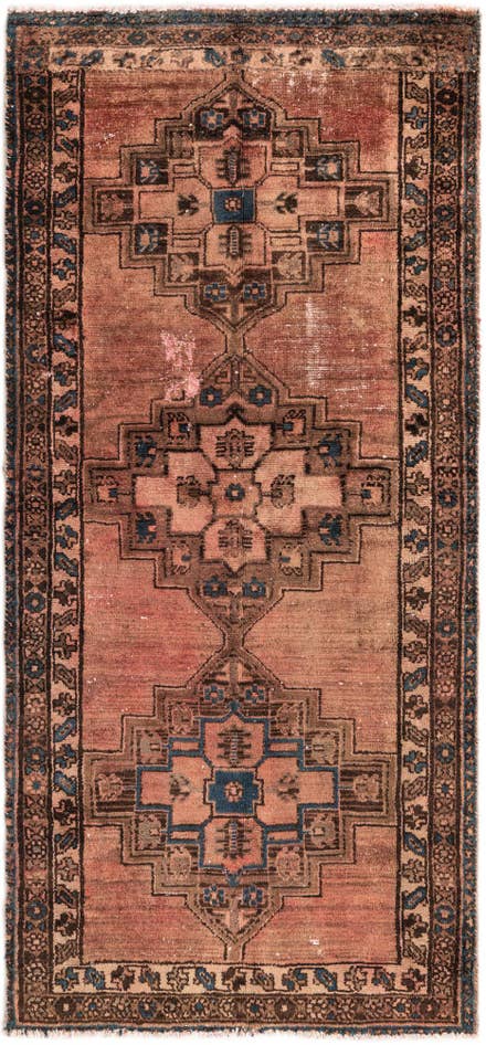 Detail image of 3' 7 x 7' 10 Hand Knotted Ultra Vintage Persian Wool Runner Rug
