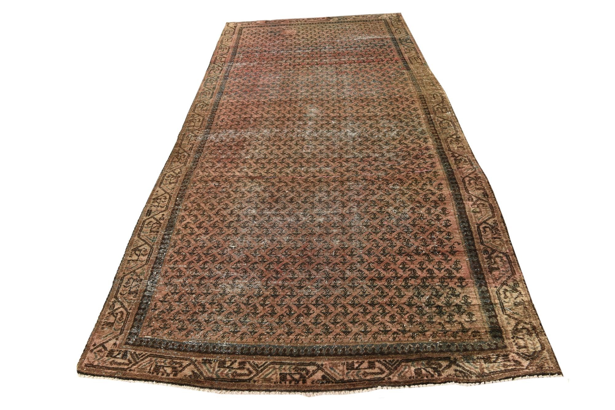 4' 8 x 10' 2 Hand Knotted Ultra Vintage Persian Wool Runner Rug