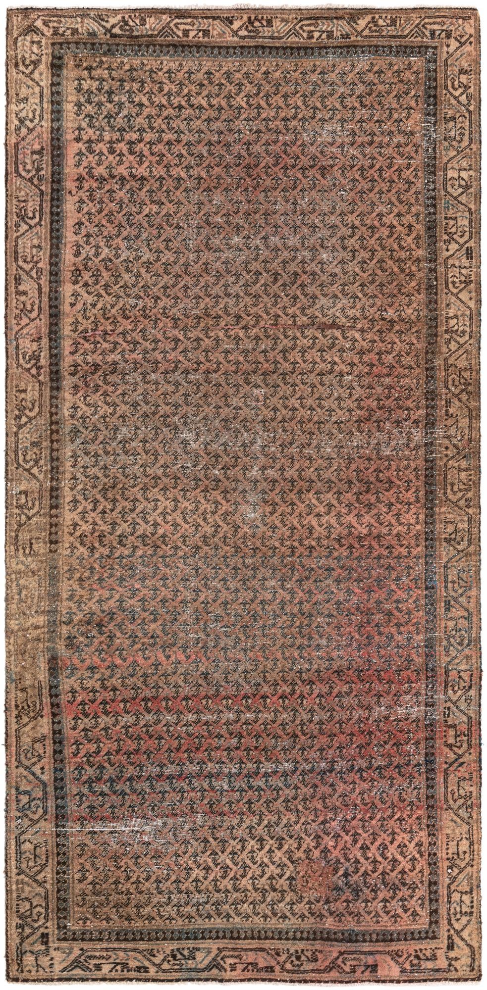 4' 8 x 10' 2 Hand Knotted Ultra Vintage Persian Wool Runner Rug