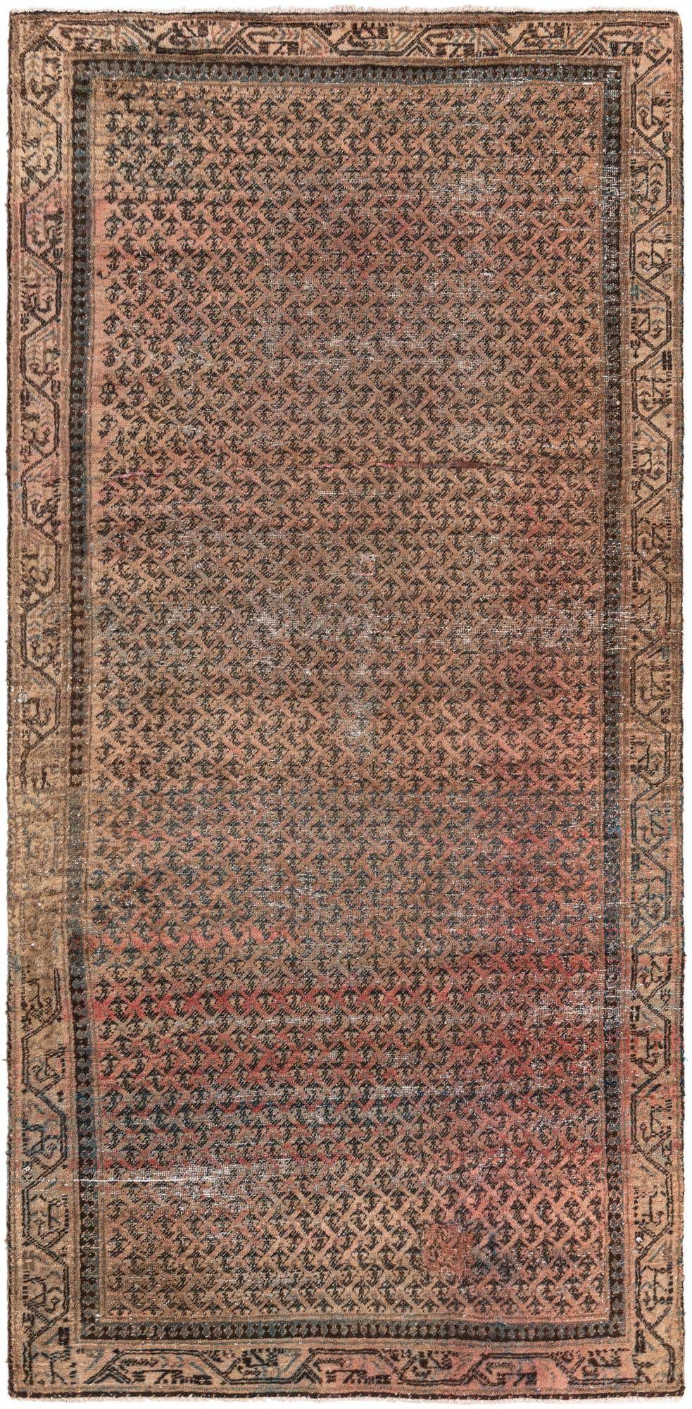 4' 8 x 10' 2 Hand Knotted Ultra Vintage Persian Wool Runner Rug