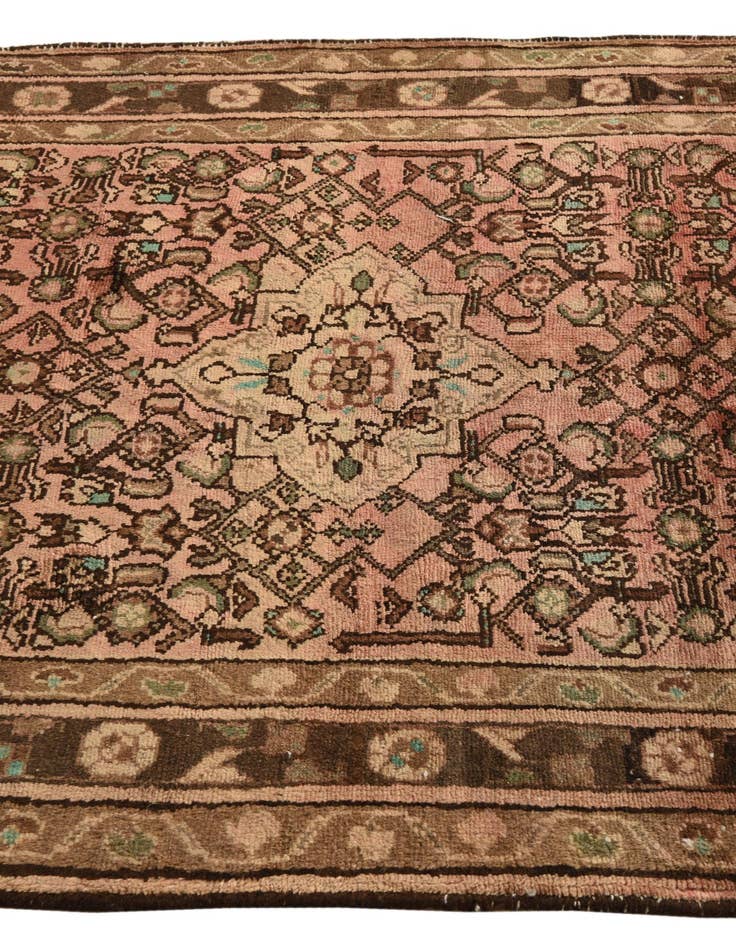 Detail image of 4' 2 x 9' 1  Hand Knotted Ultra Vintage Persian Wool Runner Rug