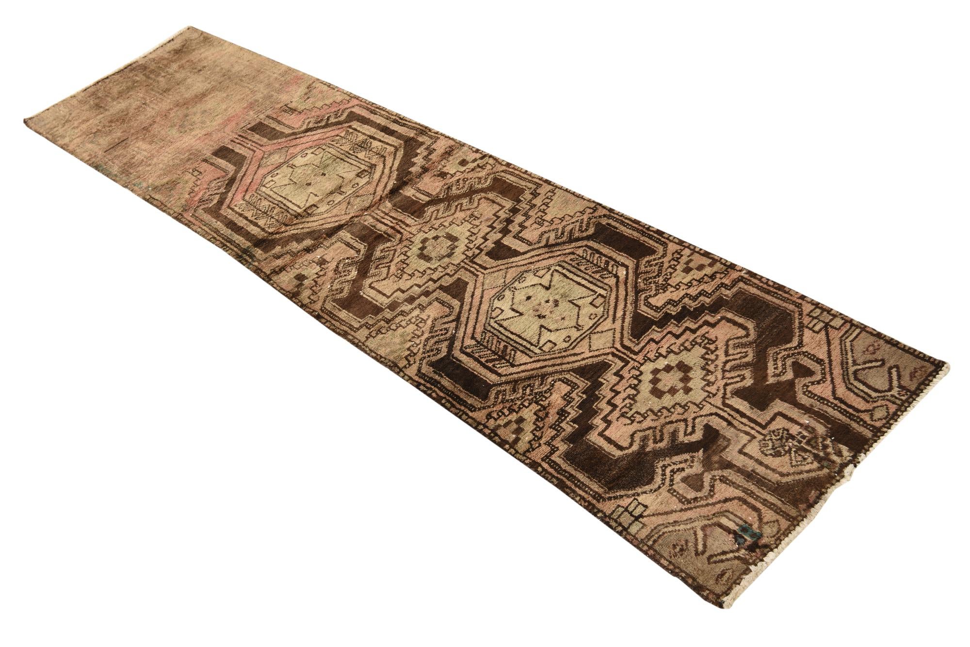2' 8 x 8' 8 Hand Knotted Ultra Vintage Persian Wool Runner Rug