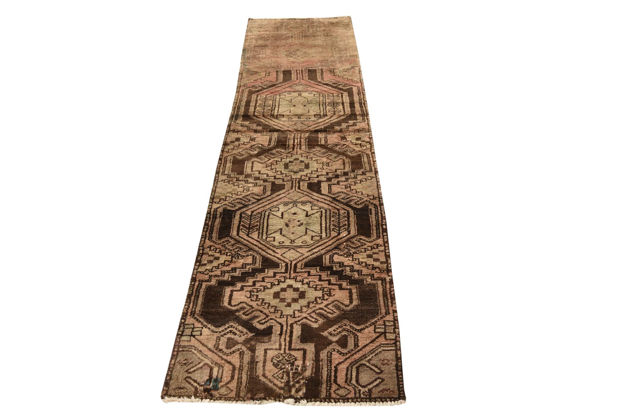 2' 8 x 8' 8 Hand Knotted Ultra Vintage Persian Wool Runner Rug