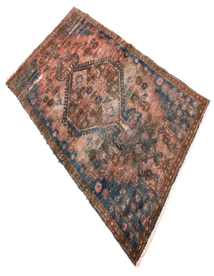 Detail image of 3' 3 x 6'  Hand Knotted Ultra Vintage Persian Wool Runner Rug