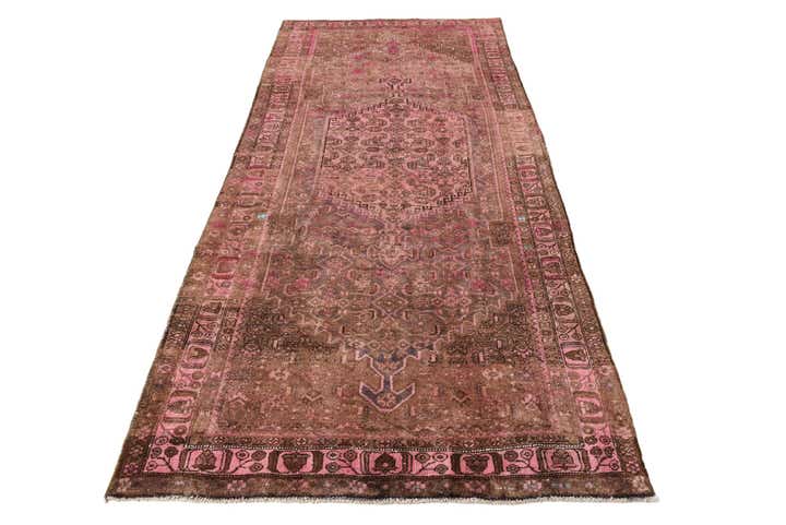 4' 3 x 9' 6 Hand Knotted Ultra Vintage Persian Wool Runner Rug