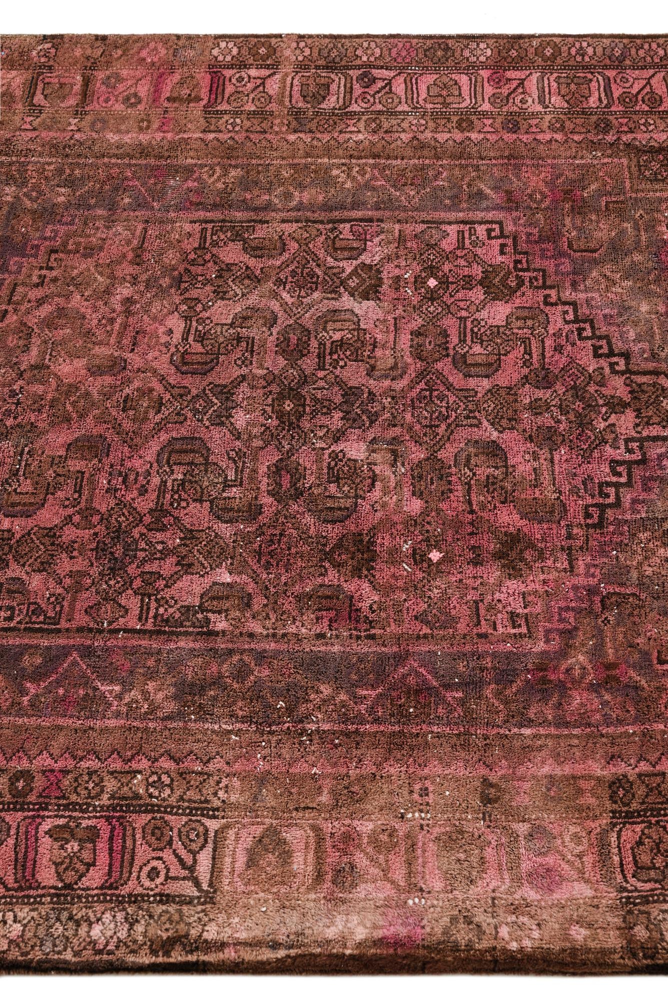4' 3 x 9' 6 Hand Knotted Ultra Vintage Persian Wool Runner Rug