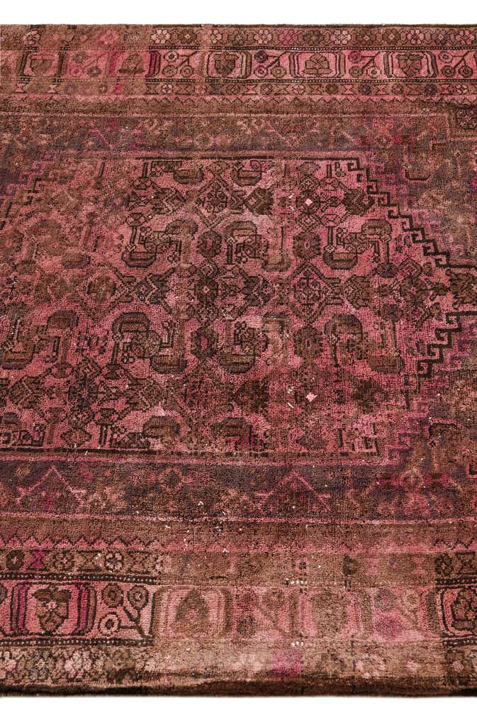 4' 3 x 9' 6 Hand Knotted Ultra Vintage Persian Wool Runner Rug