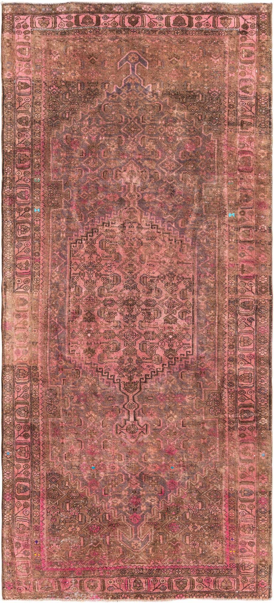 4' 3 x 9' 6 Hand Knotted Ultra Vintage Persian Wool Runner Rug