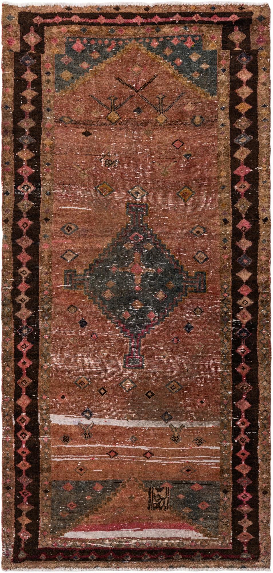 3' 7 x 7' 7 Hand Knotted Ultra Vintage Persian Wool Runner Rug