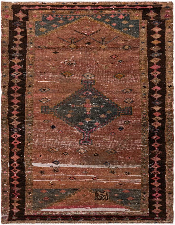 Detail image of 3' 7 x 7' 7 Hand Knotted Ultra Vintage Persian Wool Runner Rug