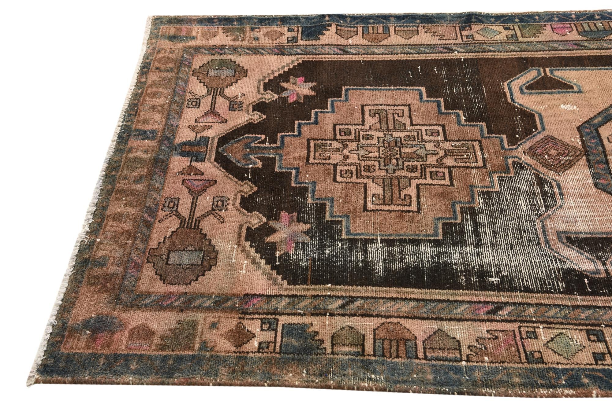 4' 5 x 10' 6 Hand Knotted Ultra Vintage Persian Wool Runner Rug