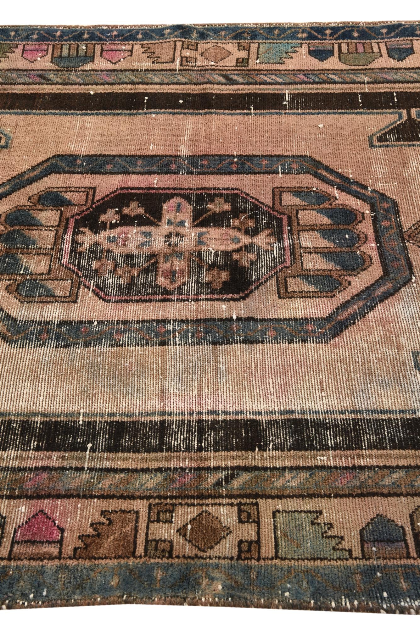 4' 5 x 10' 6 Hand Knotted Ultra Vintage Persian Wool Runner Rug
