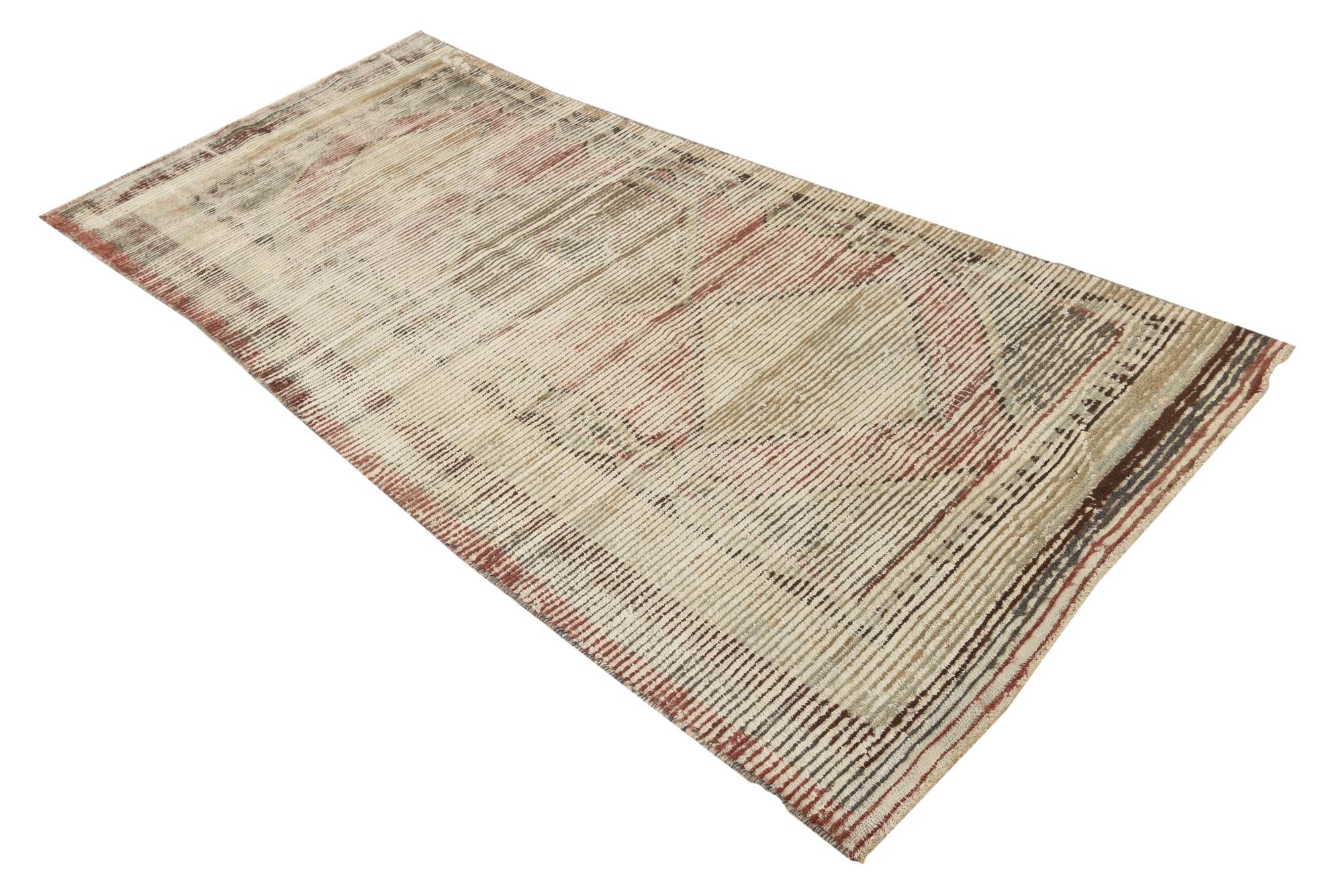 3' 8 x 8' 6 Hand Knotted Ultra Vintage Persian Wool Runner Rug