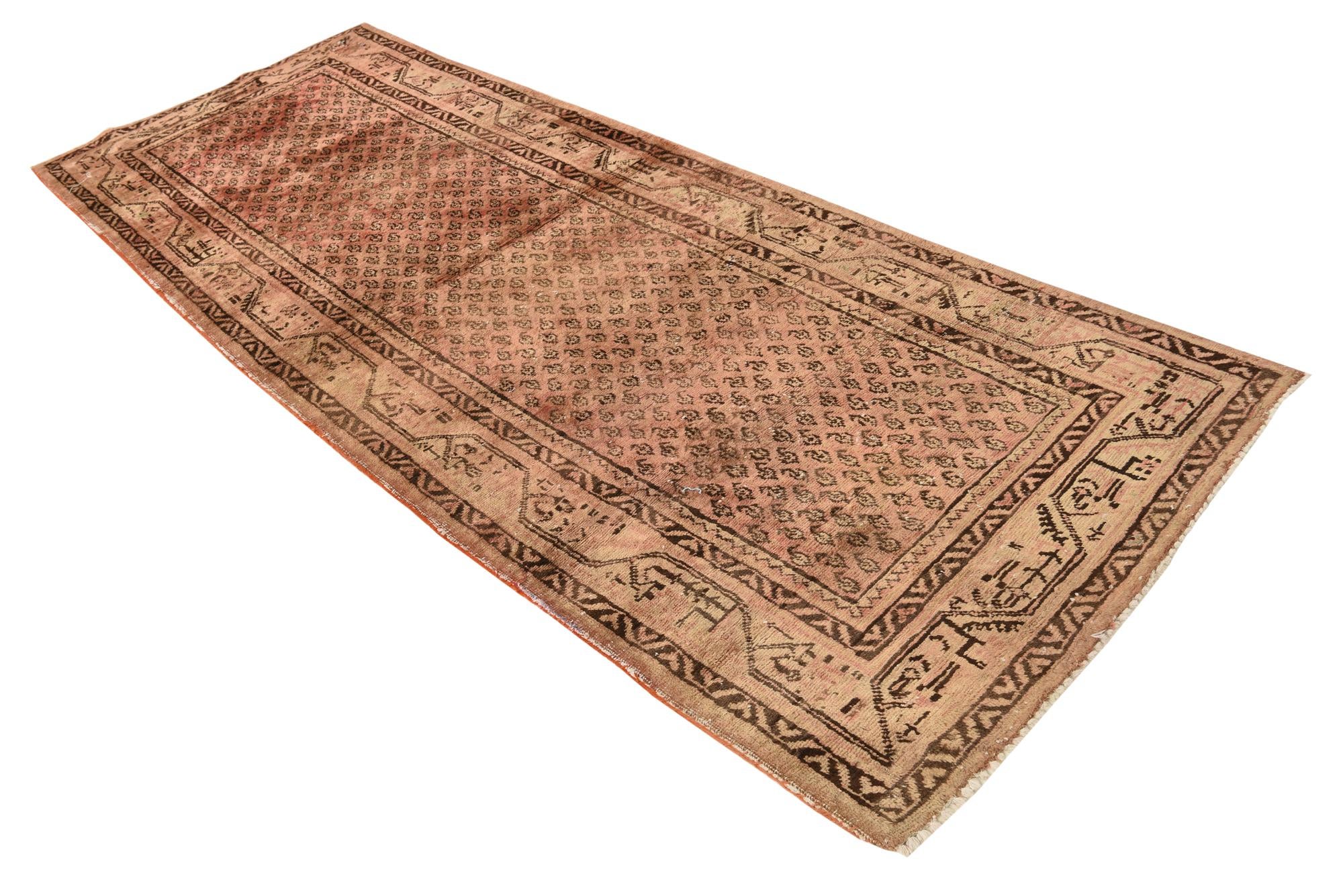 3' 8 x 10' 2 Hand Knotted Ultra Vintage Persian Wool Runner Rug