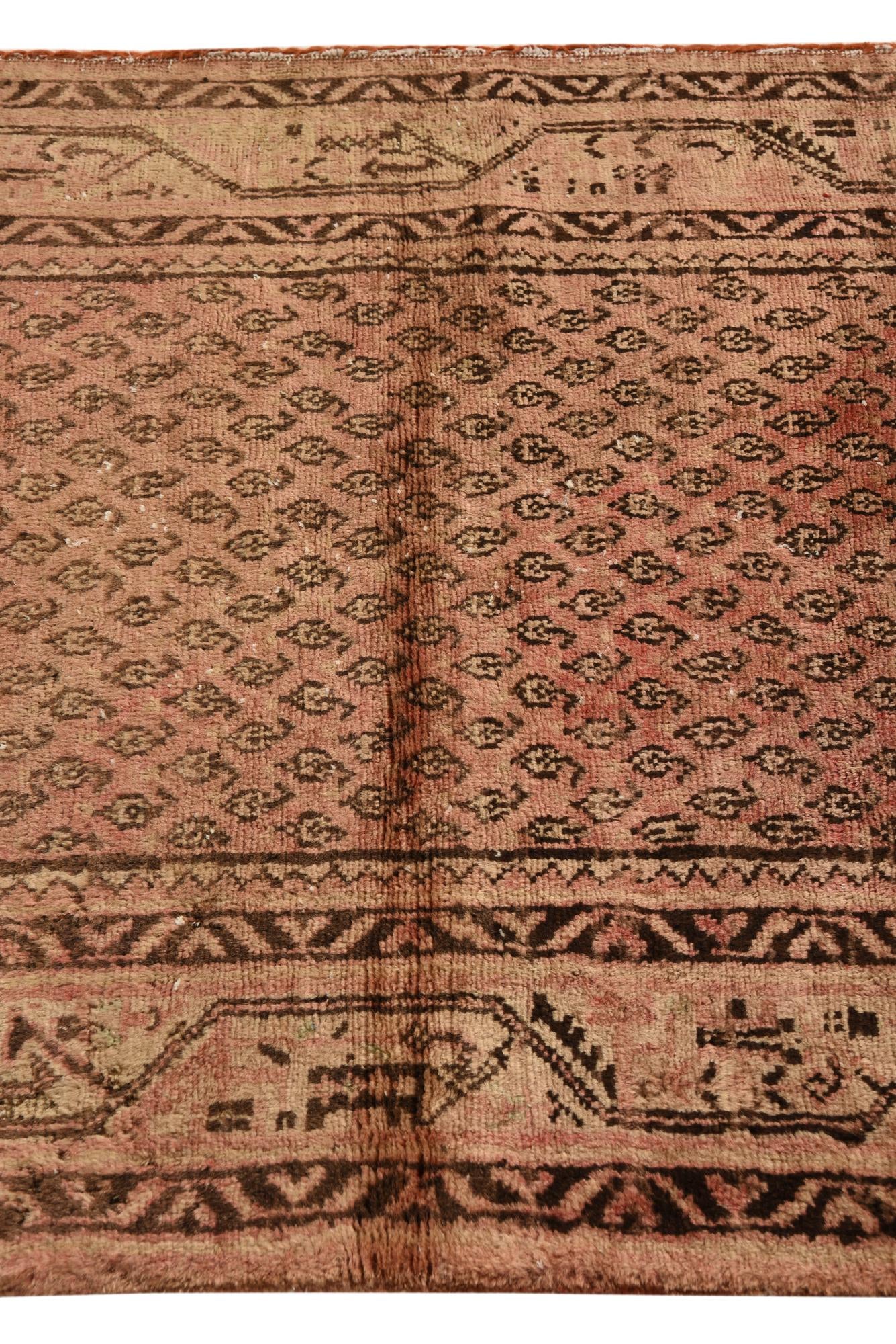 3' 8 x 10' 2 Hand Knotted Ultra Vintage Persian Wool Runner Rug