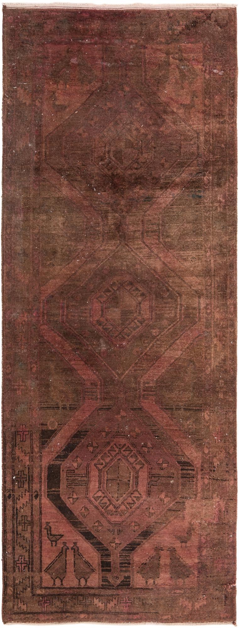 4' x 10' 4 Hand Knotted Ultra Vintage Persian Wool Runner Rug
