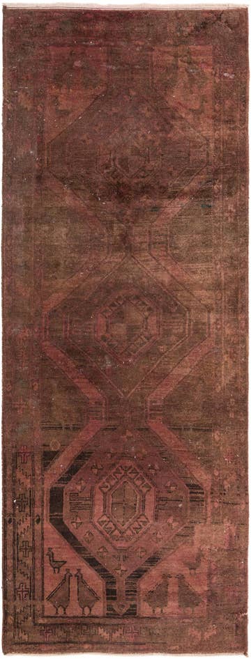 Detailansicht von 120cm x 315cm Handgeknüpft Ultra Vintage Persisch Wolle Läufer Teppich