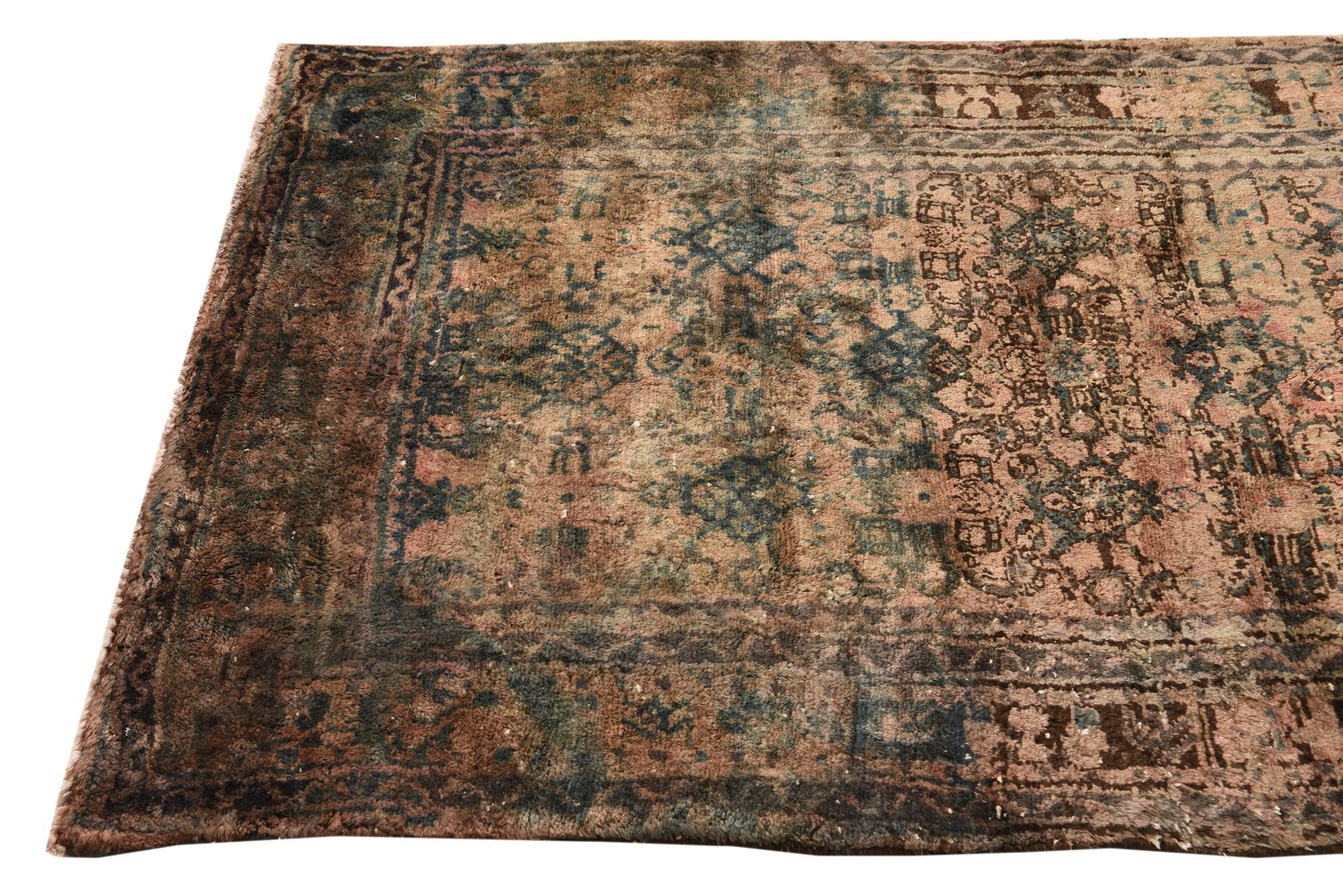 3' 9 x 12' 2 Hand Knotted Ultra Vintage Persian Wool Runner Rug