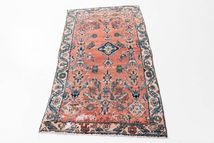 Detail image of 3' 2 x 6' 1 Hand Knotted Ultra Vintage Persian Wool Runner Rug