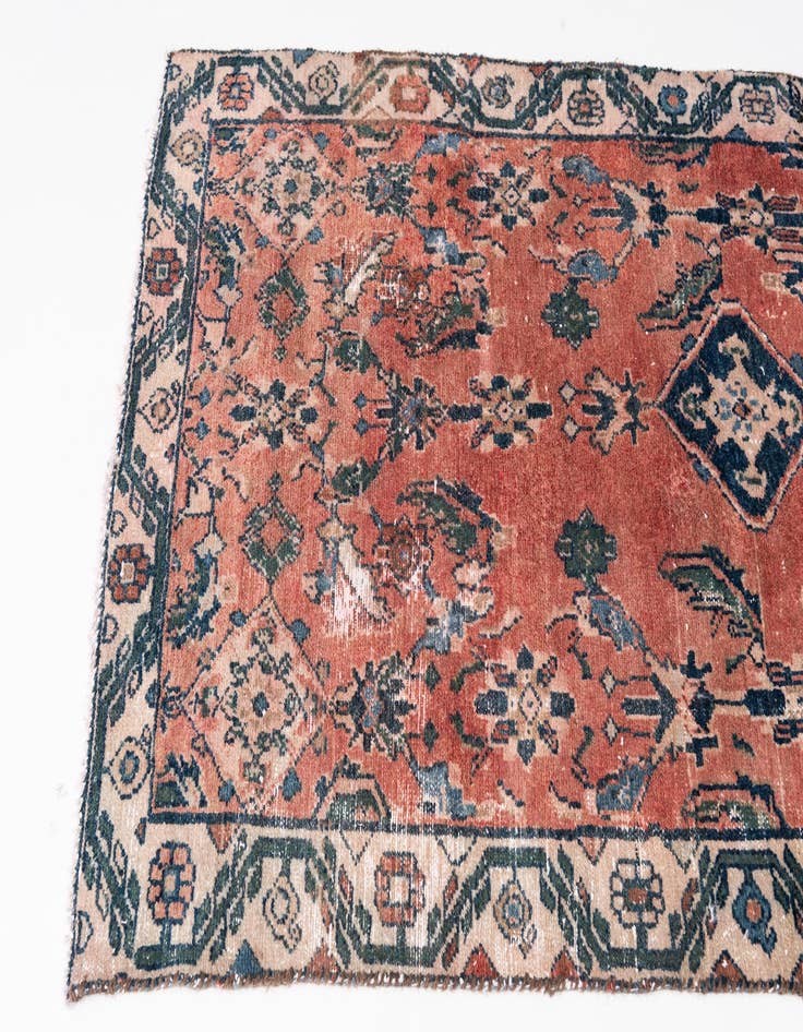 Detail image of 3' 2 x 6' 1  Hand Knotted Ultra Vintage Persian Wool Runner Rug