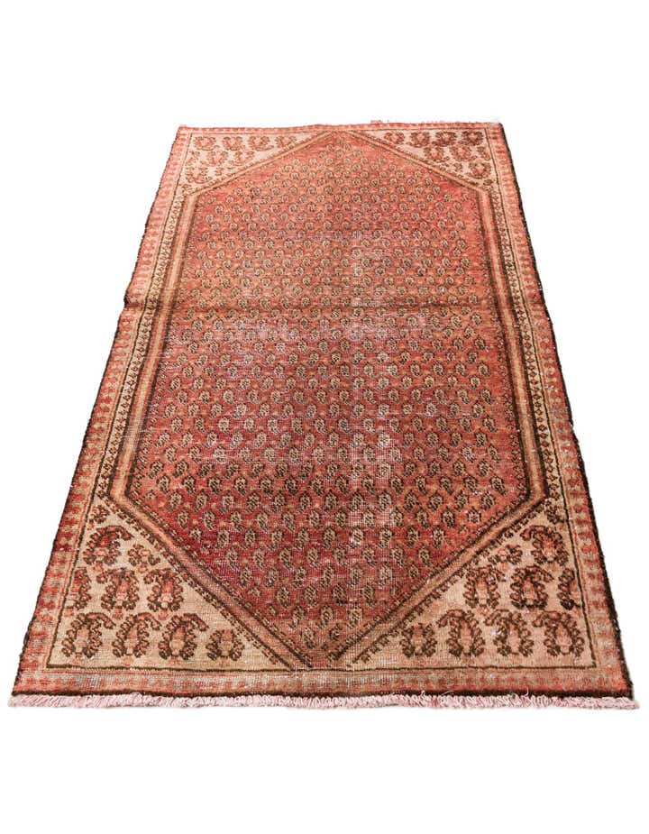 3' 3 x 6' 8 Hand Knotted Ultra Vintage Persian Wool Runner Rug