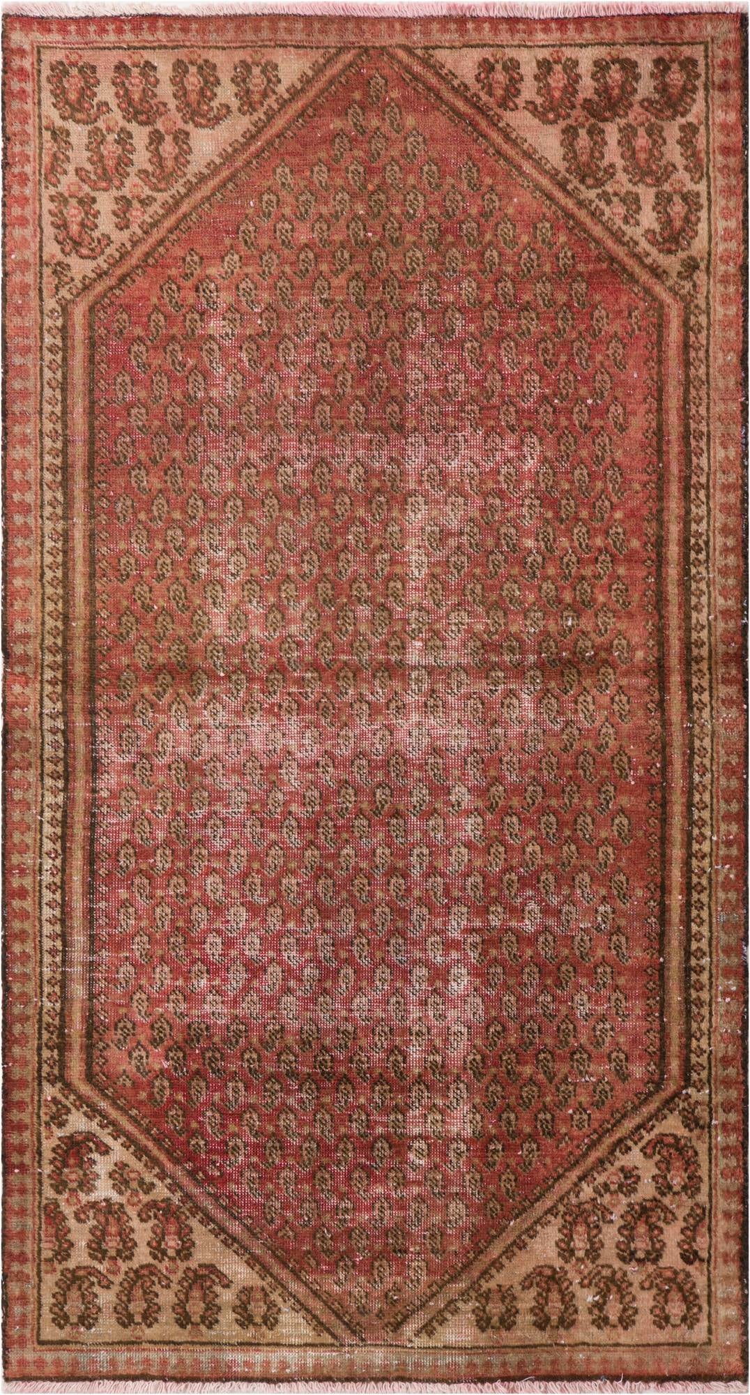 3' 3 x 6' 8 Hand Knotted Ultra Vintage Persian Wool Runner Rug