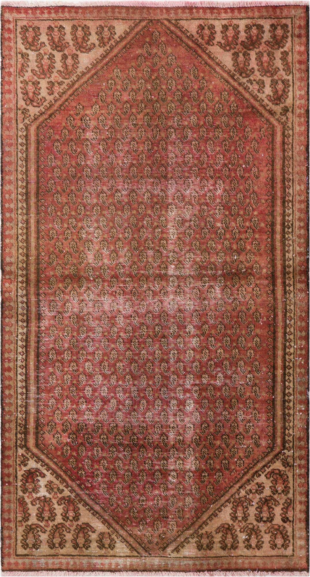 3' 3 x 6' 8 Hand Knotted Ultra Vintage Persian Wool Runner Rug