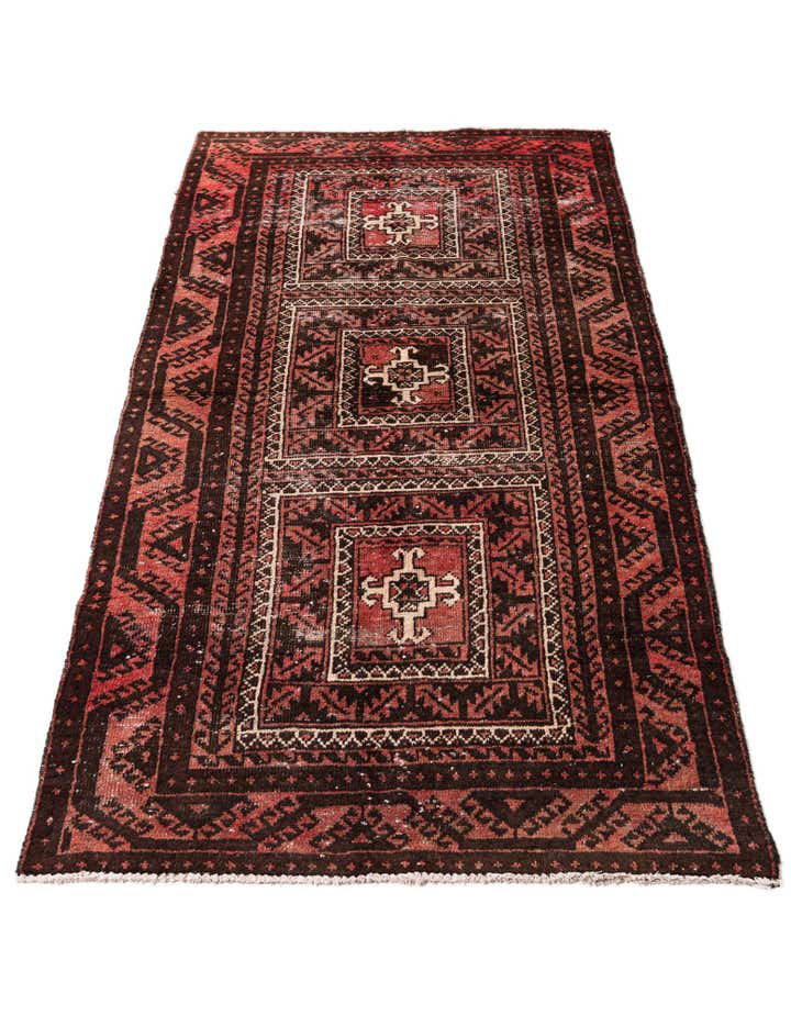 3' 4 x 6' 7 Hand Knotted Ultra Vintage Persian Wool Runner Rug