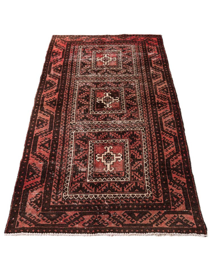 Detail image of 3' 4 x 6' 7 Hand Knotted Ultra Vintage Persian Wool Runner Rug