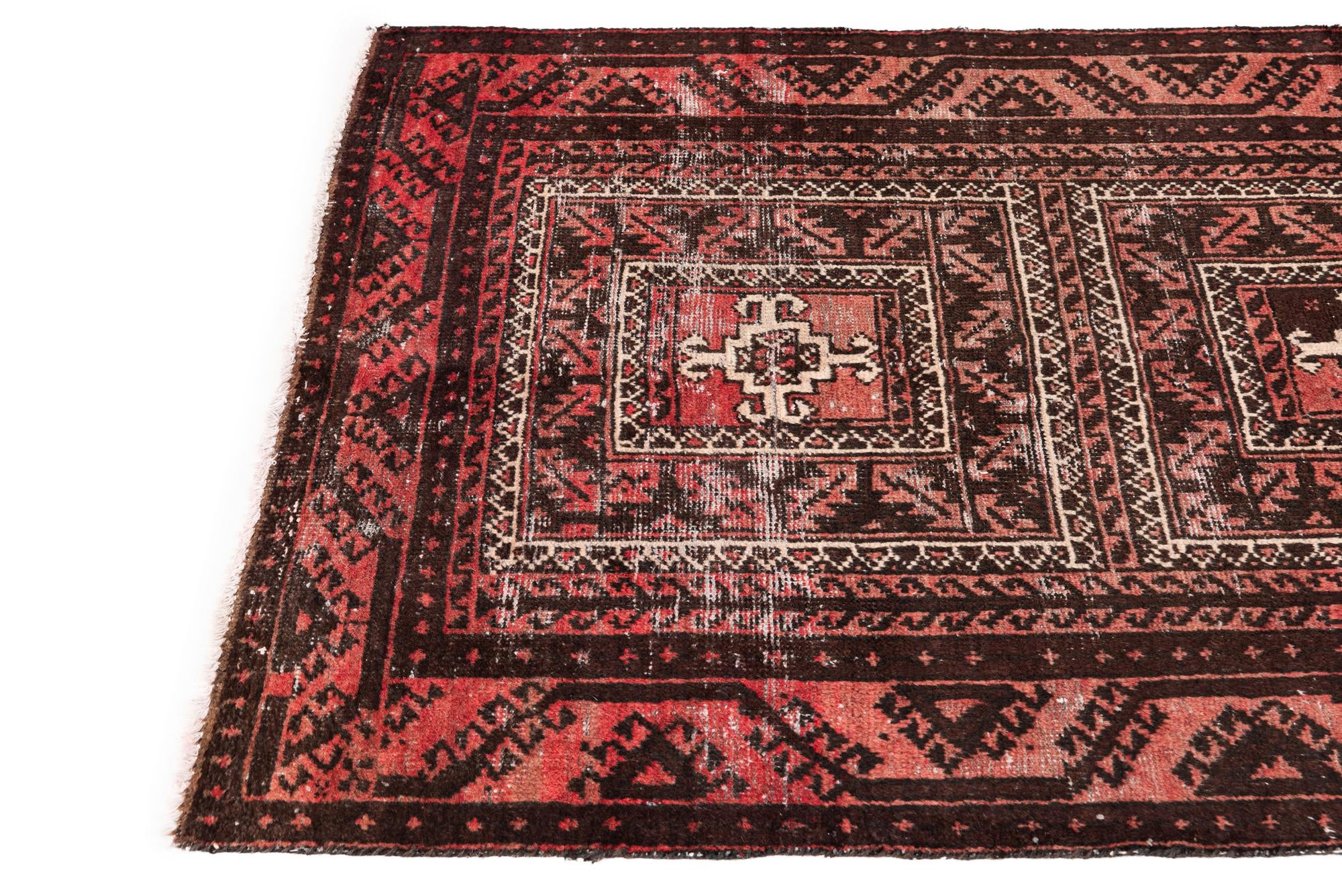 3' 4 x 6' 7 Hand Knotted Ultra Vintage Persian Wool Runner Rug