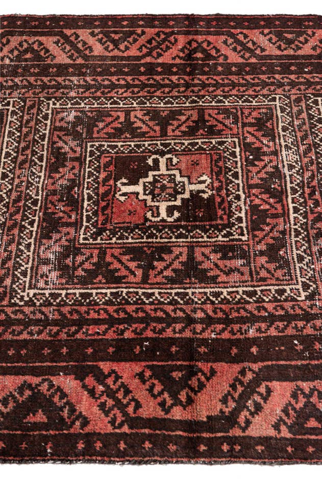 Detail image of 3' 4 x 6' 7 Hand Knotted Ultra Vintage Persian Wool Runner Rug