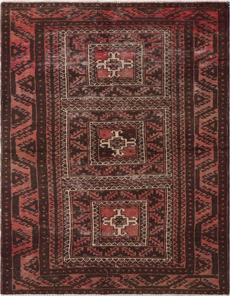Detail image of 3' 4 x 6' 7 Hand Knotted Ultra Vintage Persian Wool Runner Rug