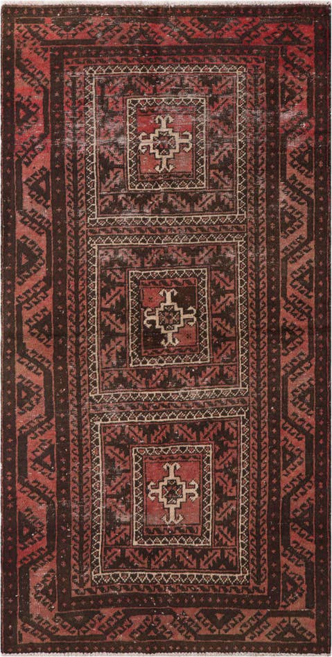 Detail image of 3' 4 x 6' 7 Hand Knotted Ultra Vintage Persian Wool Runner Rug