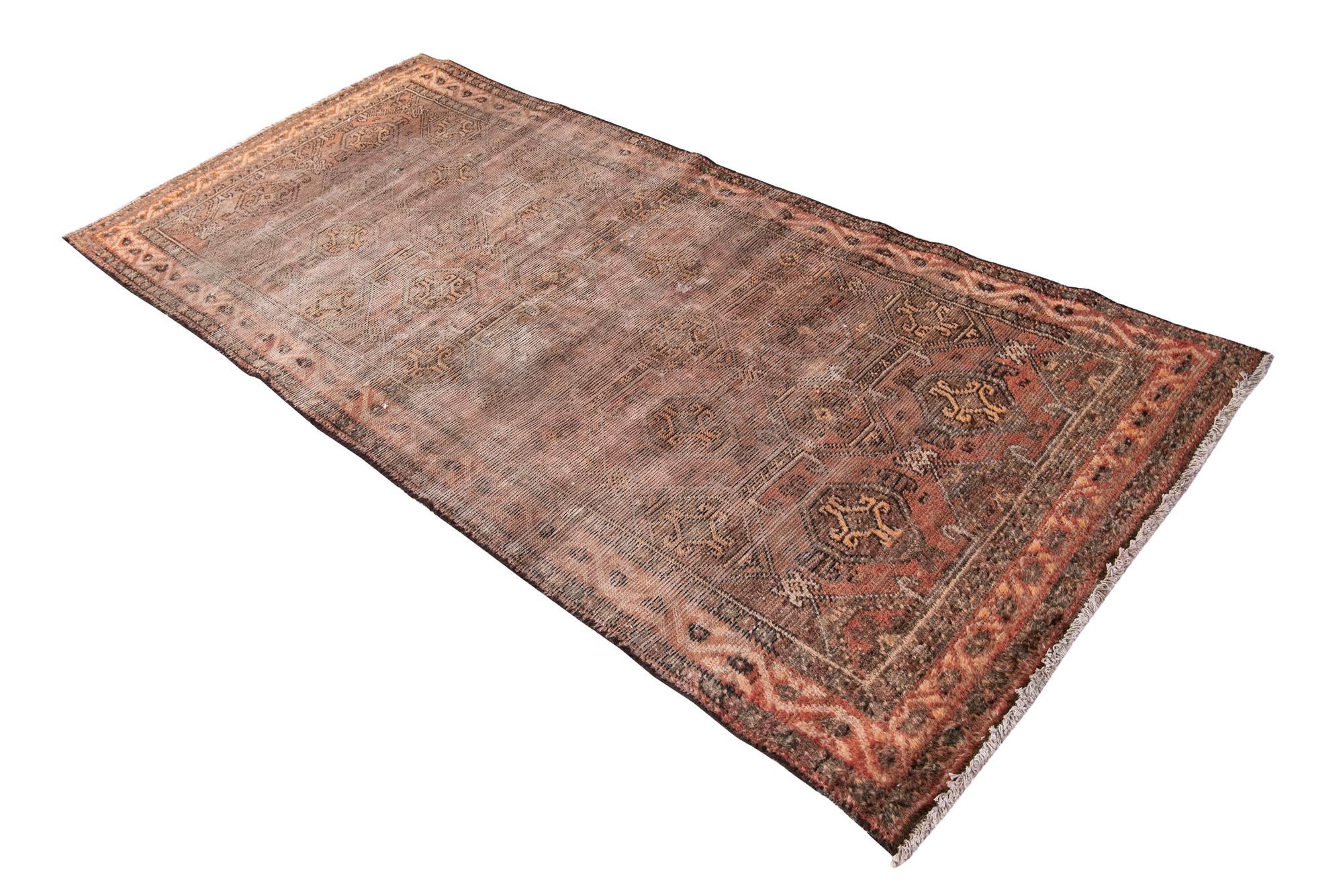 3' 5 x 7' 7 Hand Knotted Ultra Vintage Persian Wool Runner Rug