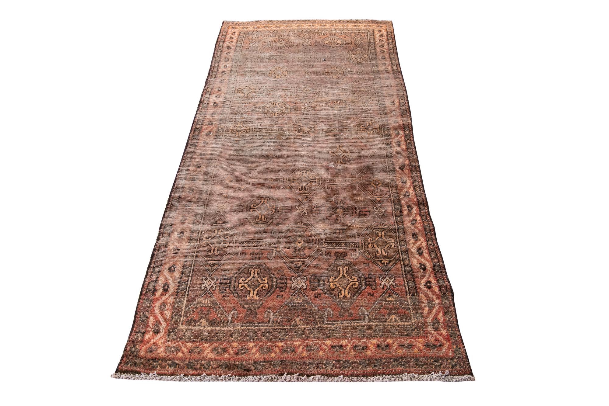 3' 5 x 7' 7 Hand Knotted Ultra Vintage Persian Wool Runner Rug
