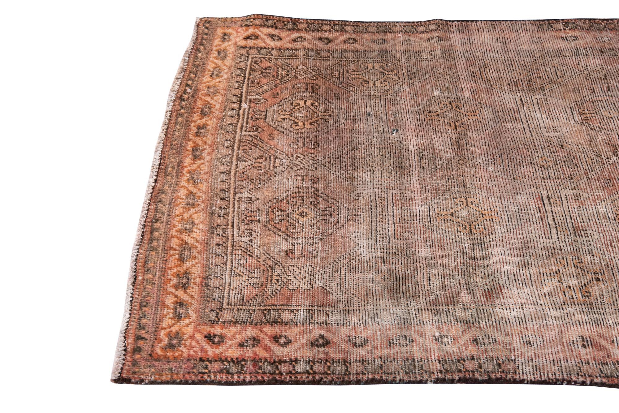 3' 5 x 7' 7 Hand Knotted Ultra Vintage Persian Wool Runner Rug