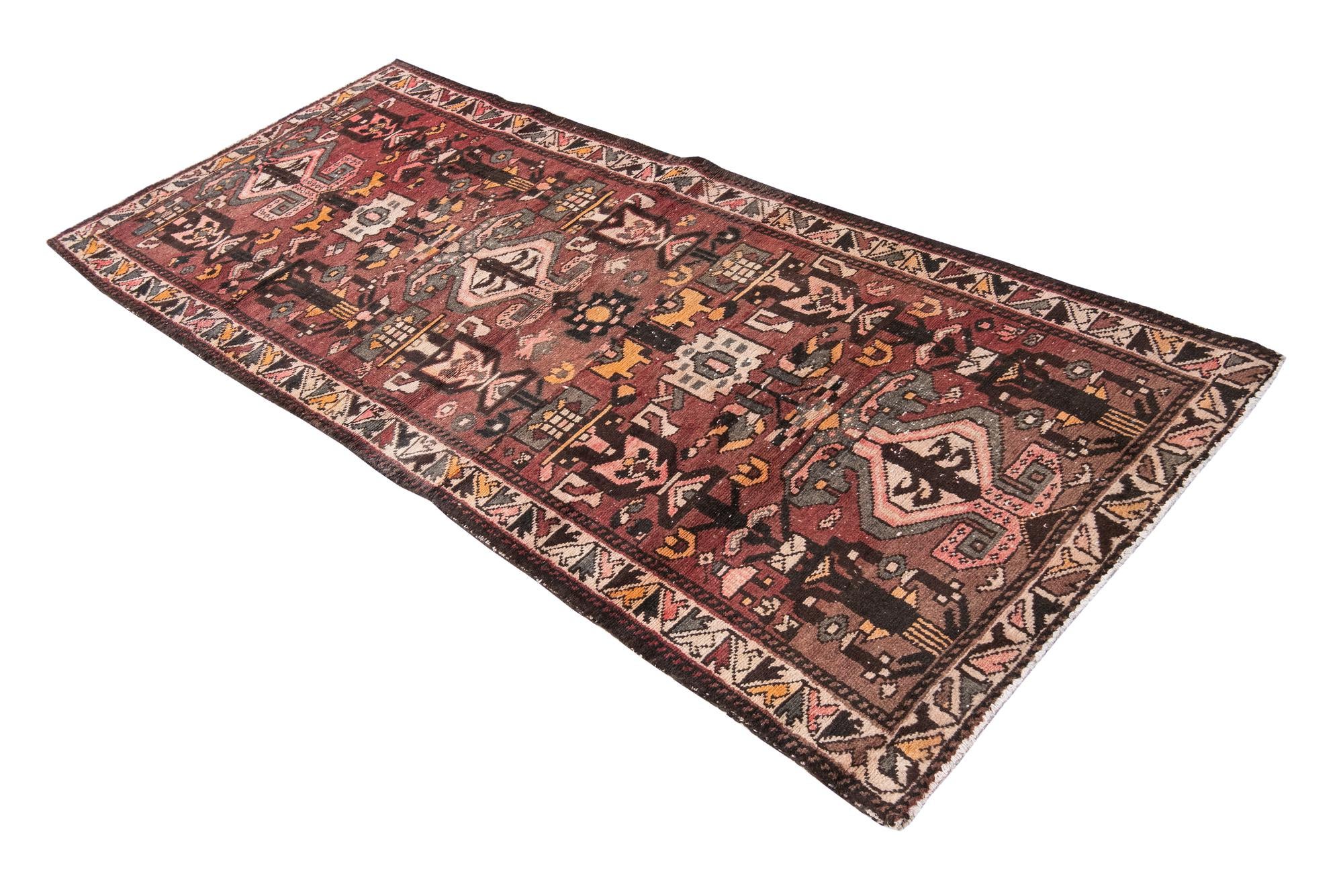 105cm x 245cm anudado a mano Ultra Vintage Alfombra Persa Lana Pasillera