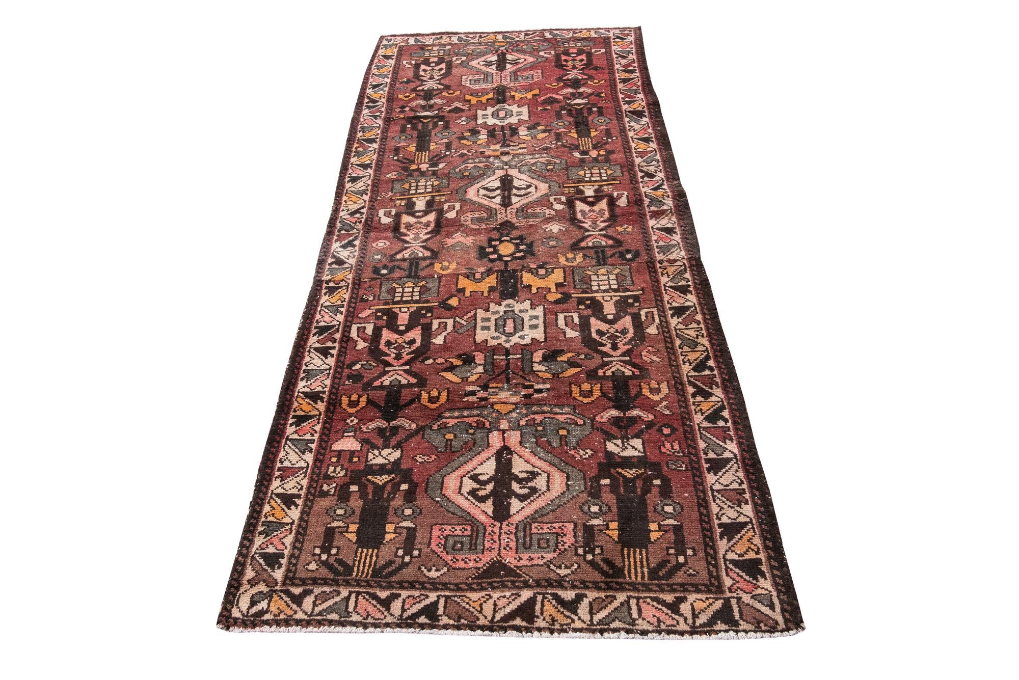 105cm x 245cm anudado a mano Ultra Vintage Alfombra Persa Lana Pasillera