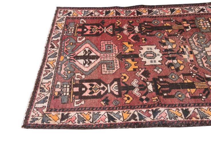 Detail image of 105cm x 245cm anudado a mano Ultra Vintage Alfombra Persa Lana Pasillera