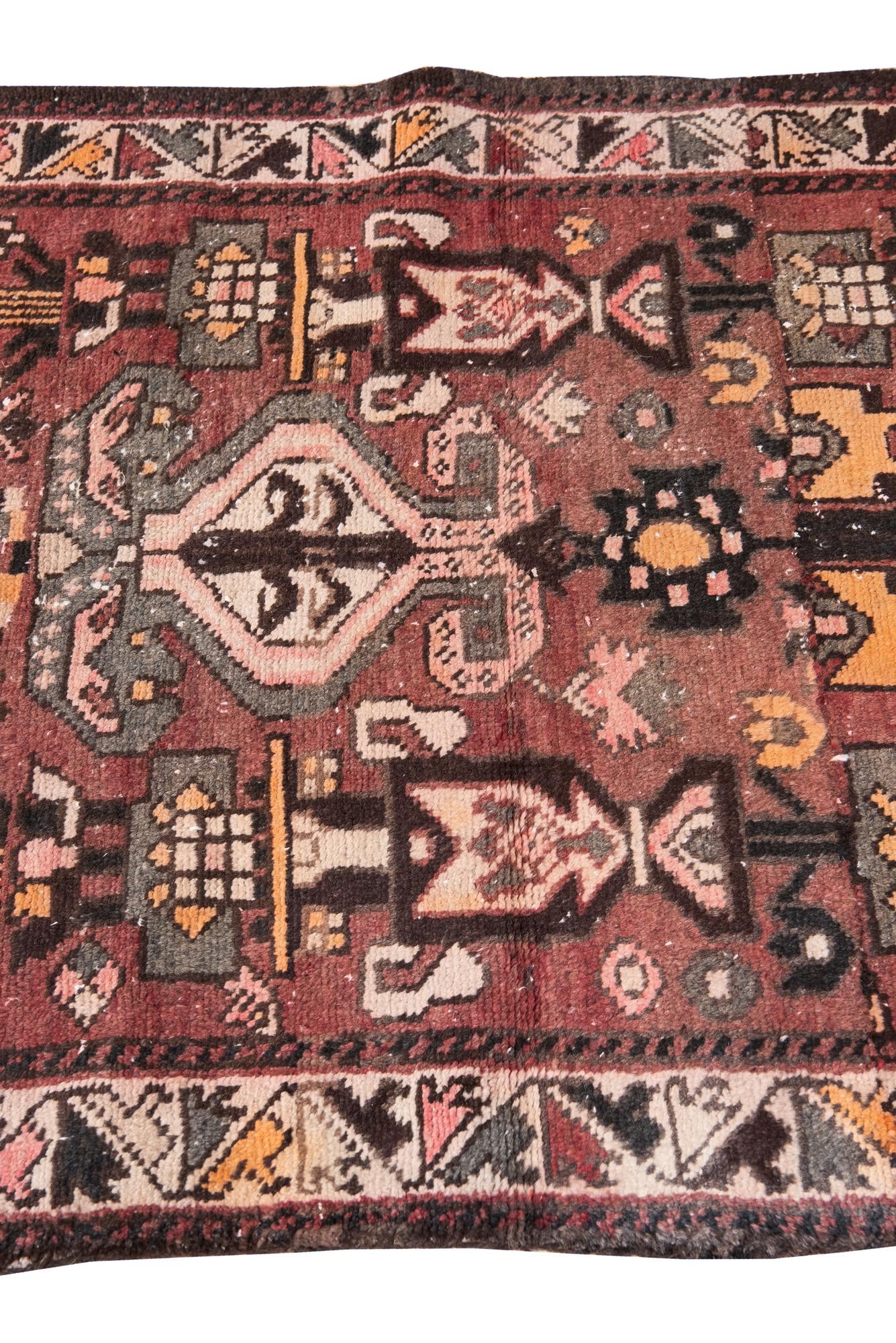 105cm x 245cm anudado a mano Ultra Vintage Alfombra Persa Lana Pasillera