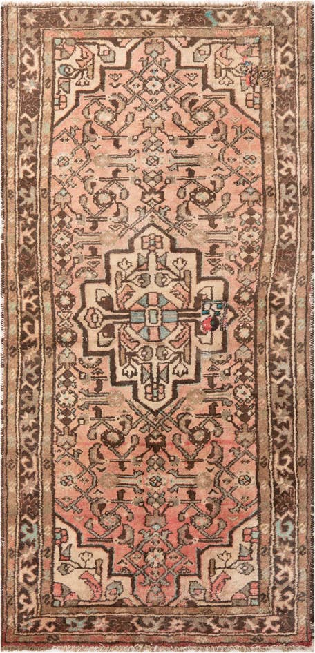 Detail image of 100cm x 215cm anudado a mano Ultra Vintage Alfombra Persa Lana Pasillera