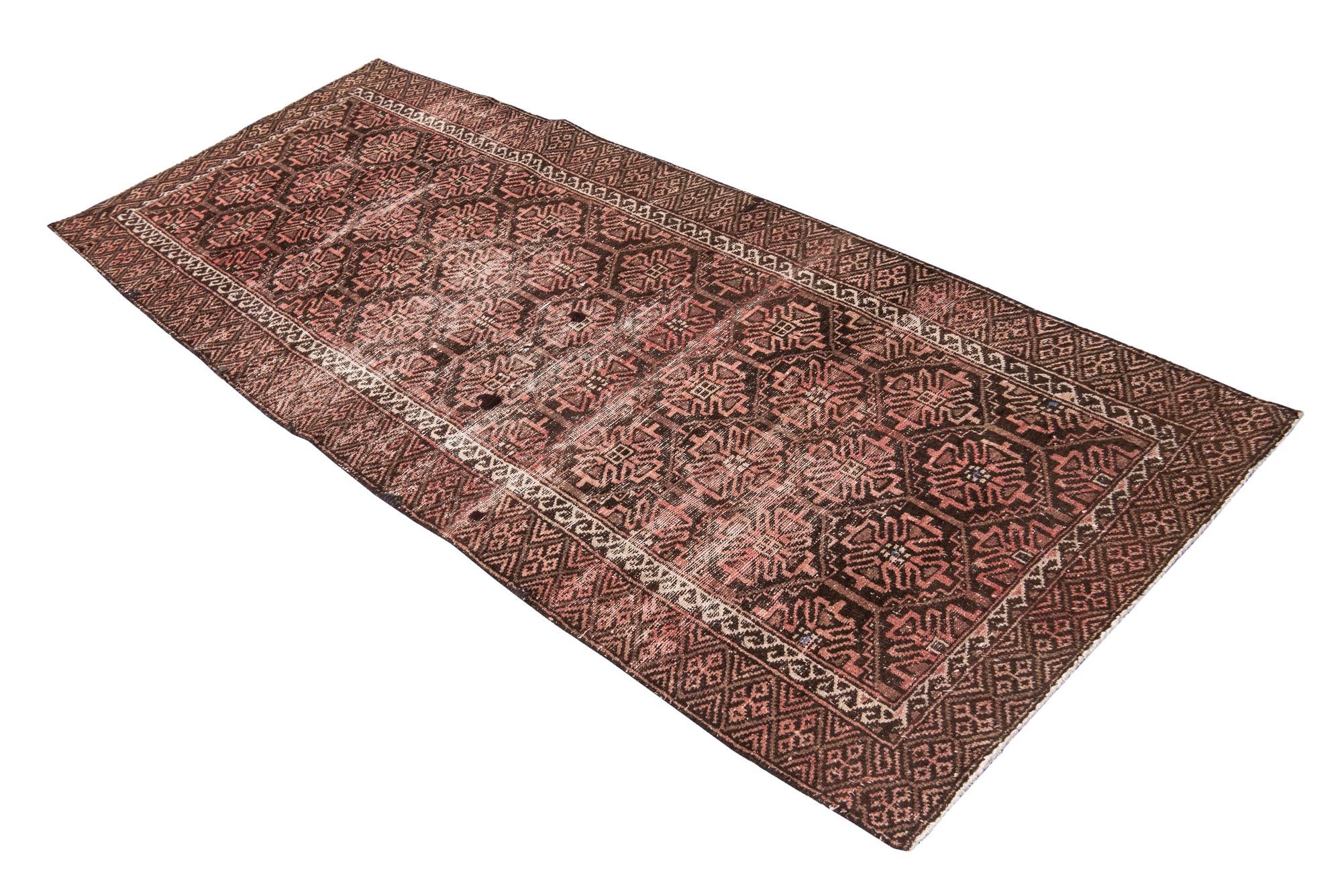 3' 3 x 7' 10 Hand Knotted Ultra Vintage Persian Wool Runner Rug