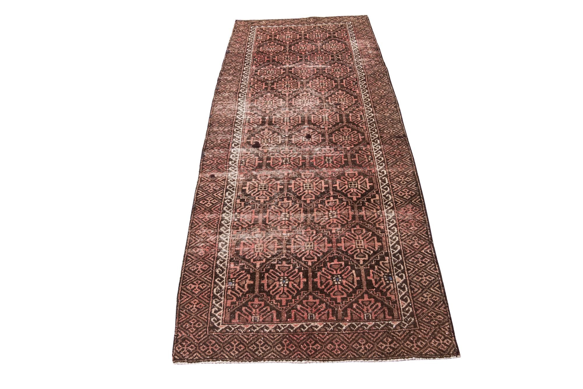 3' 3 x 7' 10 Hand Knotted Ultra Vintage Persian Wool Runner Rug